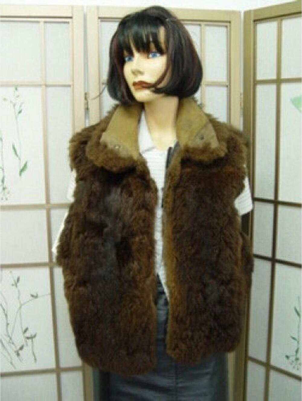 PRE-OWNED OPOSSUM FUR VEST WOMEN SZ 8